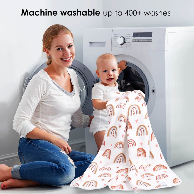 ROCCED Baby Bed Pad Waterproof Washable Reusable 31"x40" Large Toddler Mattress Protector Incontinence Pads Sheet Cover Underpads for Kids Adults and Pets Potty Training Mat-Rainbow - Image 4